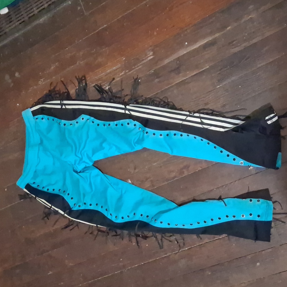 Adidas Jeremy Scott Blue and Black Fringe Pants